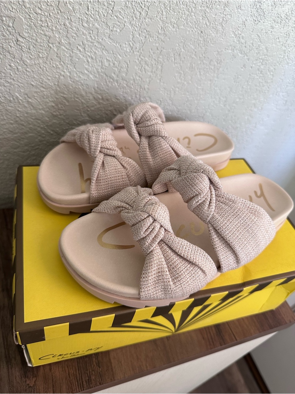 Circus by Sam Edelman Knit Knot Slide Sandals in Light Beige